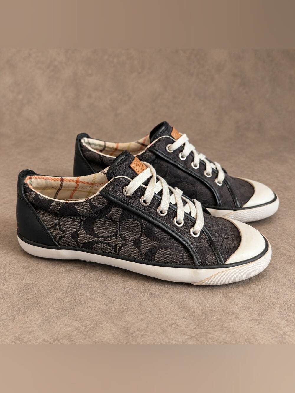 Coach Signature C Canvas "Barrett" Sneakers Black & Gray Women’s 8B
